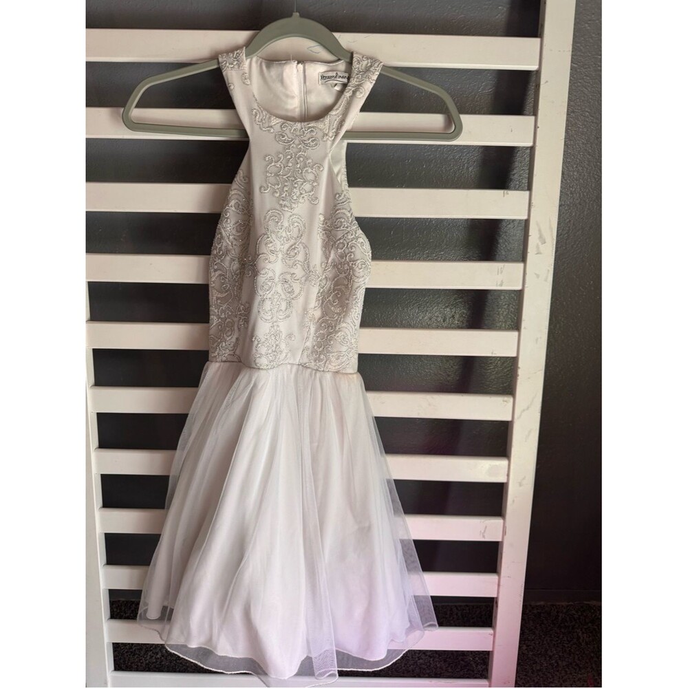 Xtraordinary Ivory Beaded Halter Dress